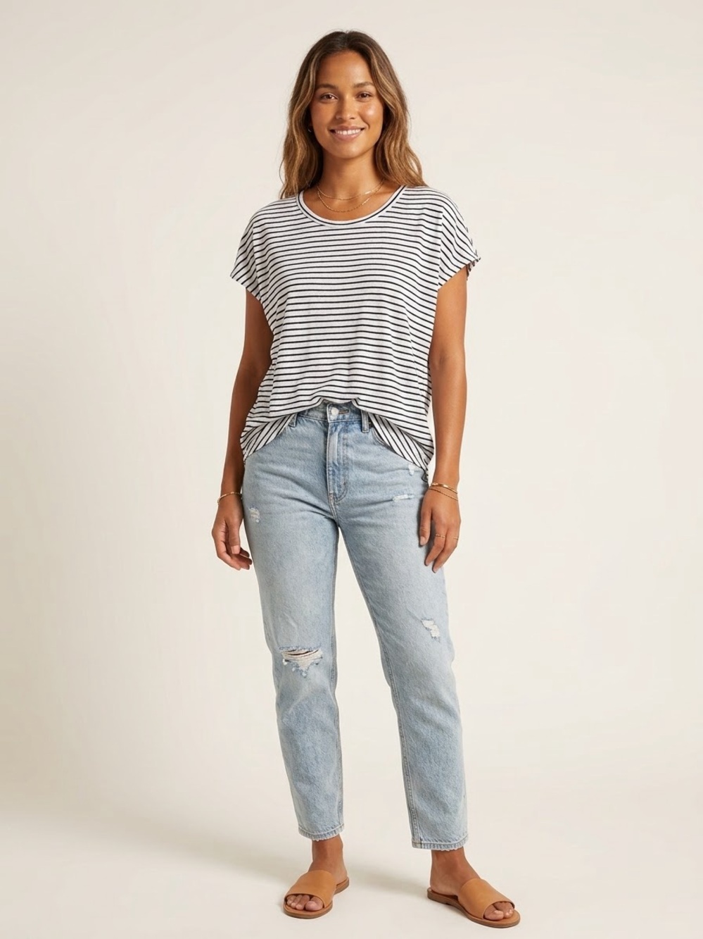 Striped Dolman Short Sleeve Tshirt
